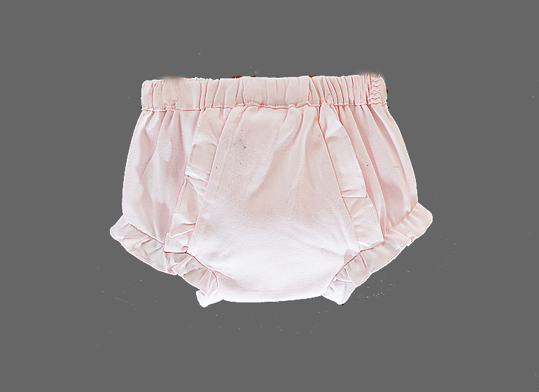 Blank Ruffled Diaper Cover.
Pink Knit Cotton