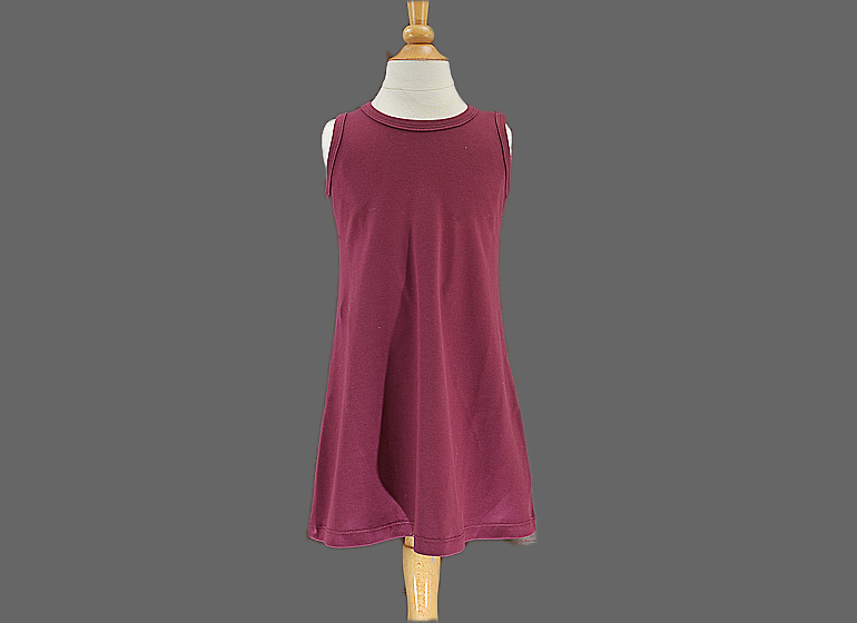 Blank Casual Dress Sleeveless A-Line. Burgundy Color