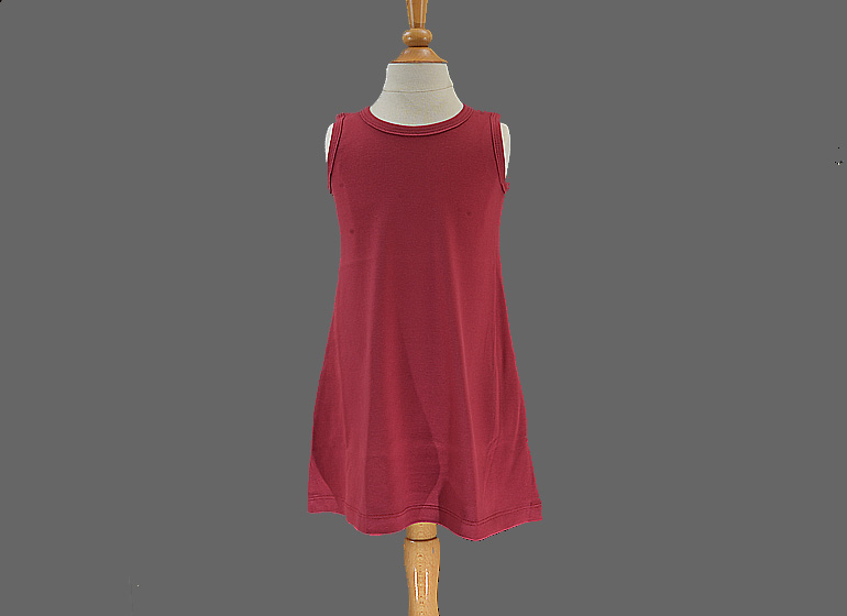 Blank Casual Dress Sleeveless A-Line. Crimson Tide Color.