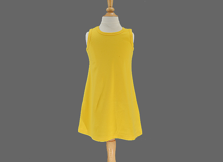 Blank Casual Dress Sleeveless A-Line. LSU Gold Color.