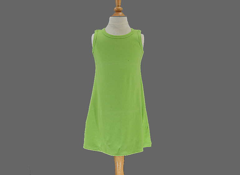 Blank Casual Dress Sleeveless A-Line. Hot Green Color.