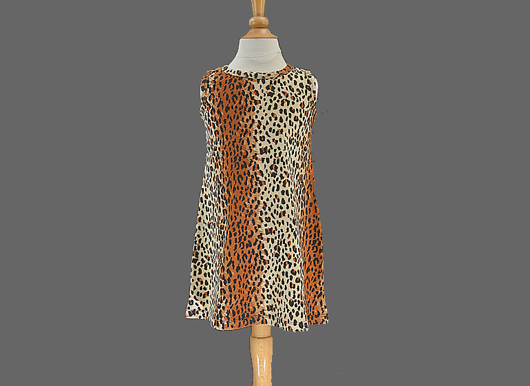 Blank Casual Dress Sleeveless A-Line. Leopard Skin Color