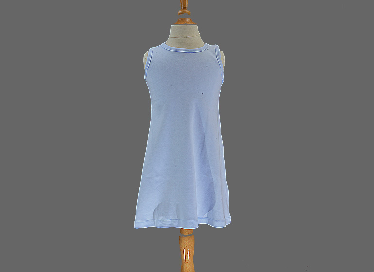 Blank Casual Dress Sleeveless A-Line. Light Blue Color.