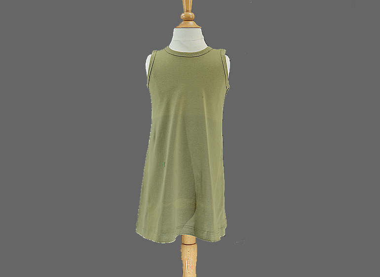 Blank Casual Dress Sleeveless A-Line. Camouflage Green color.