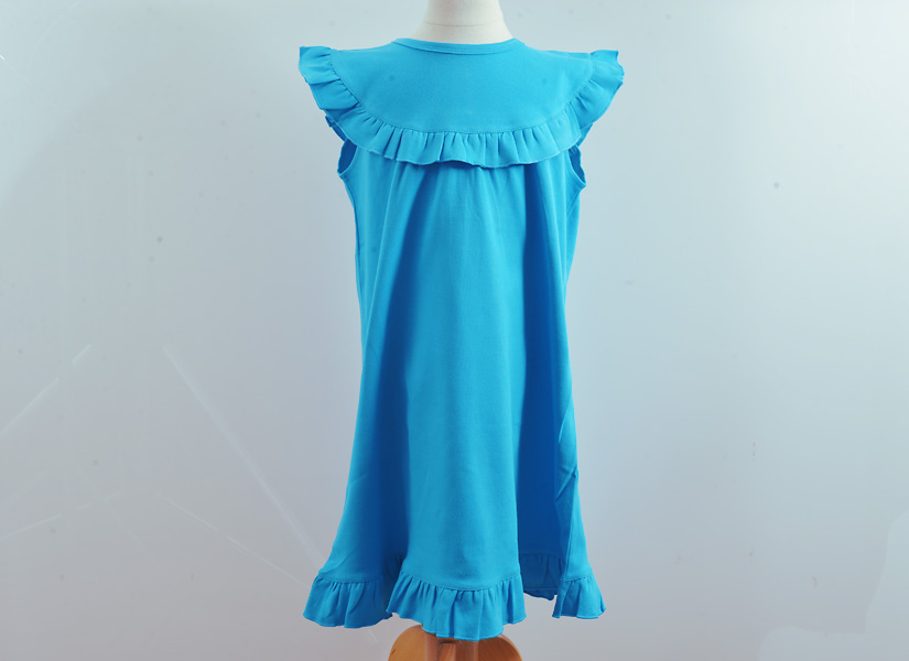 Blank, Girl Toddler, Sleeveless Ruffles. Aqua Color.