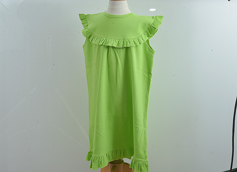 Blank, Girl Toddler, Sleeveless Ruffles. Hot Green Color