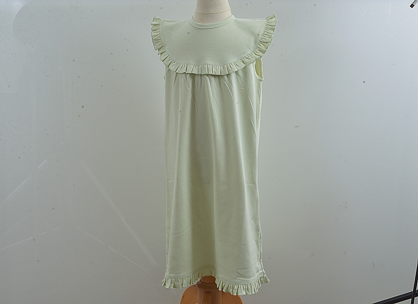 Blank, Girl Toddler, Sleeveless Ruffles. Meadow Mist Green color