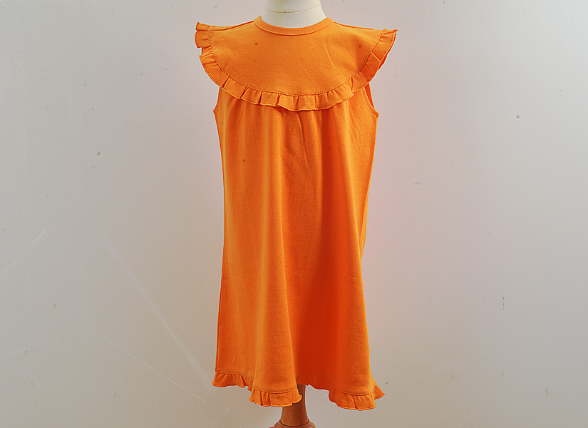Blank, Girl Toddler, Sleeveless Ruffles. Tenneesee Orange color