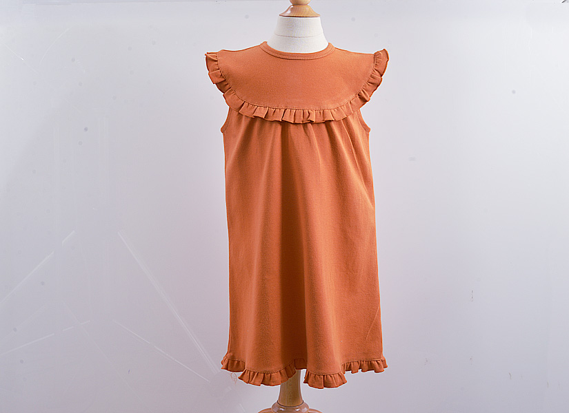 Blank, Girl Toddler, Sleeveless Ruffles. Peach Caramel Color