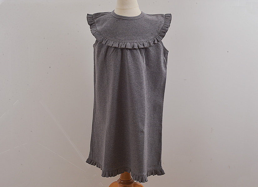 Blank, Girl Toddler, Sleeveless Ruffles. Charcol Gray Color