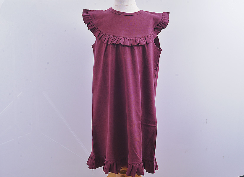 Blank, Girl Toddler, Sleeveless Ruffles. O' Miss Burgundy Color