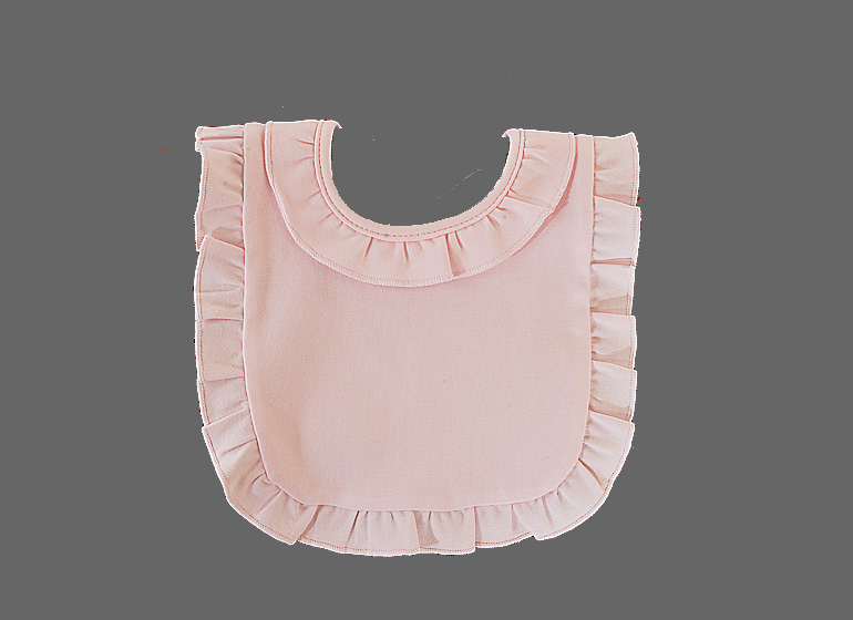 Blank, ruffled infant bib Pink Ruffle Bib. Premium Knit Cotton